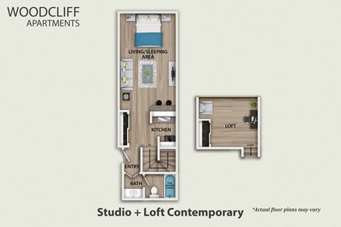 Floor plan for studio, 1 bath, 550 sqft
